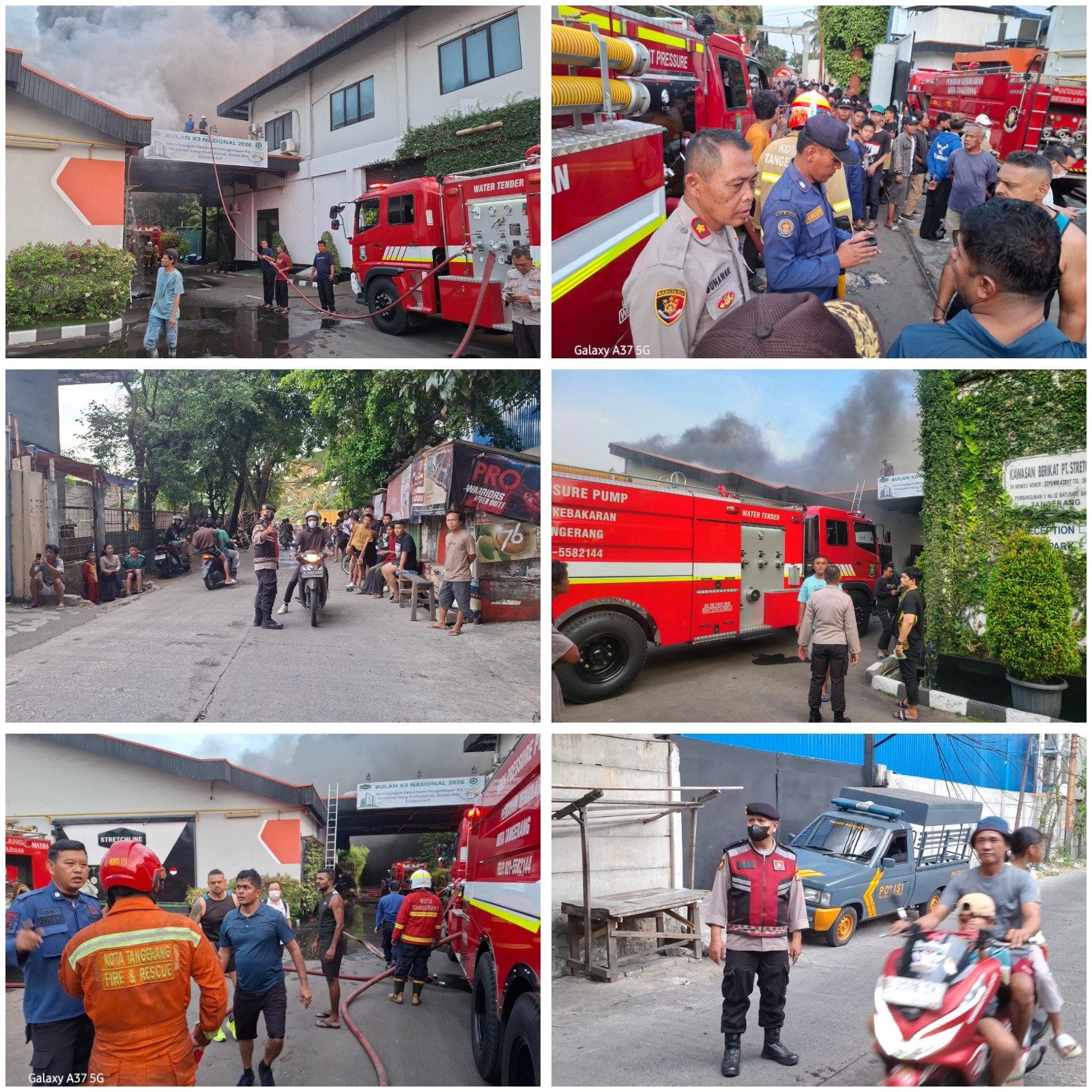 Kebakaran Gudang PT Stretchline di Batuceper Diduga Akibat Korsleting Listrik, Petugas Gabungan Lakukan Pemadaman